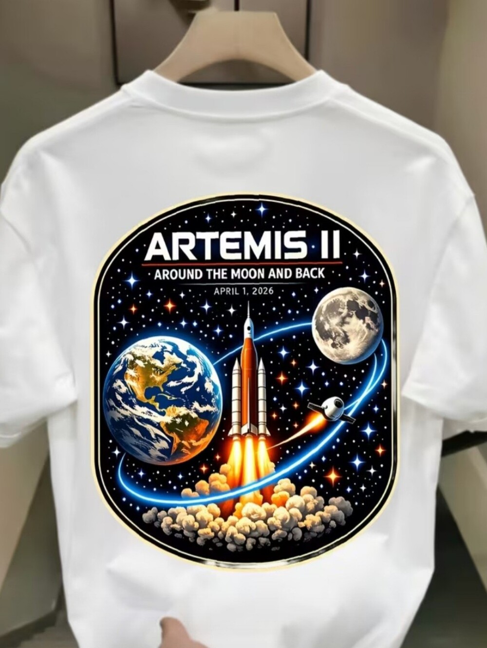 New Mens White Artemis II Graphic Tee sz 2xl -1515-614